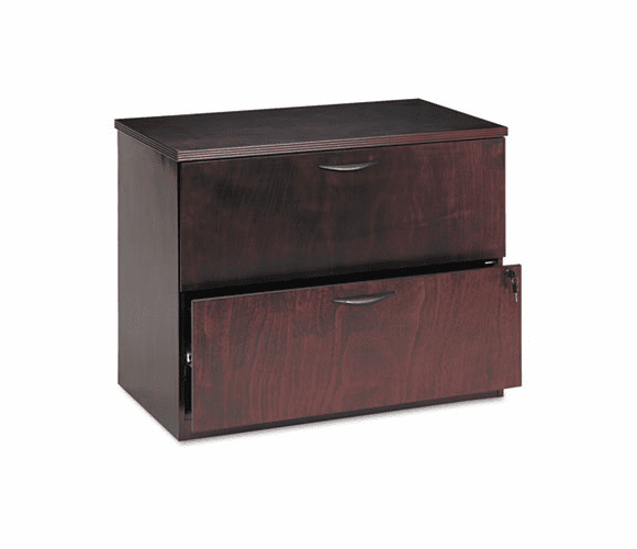 BSXBW2170NN BW Veneer Series Two-Drawer Lateral File Pedestal, 36 1/4w x 22 1/8d x 29h, Mahogany By BASYX
