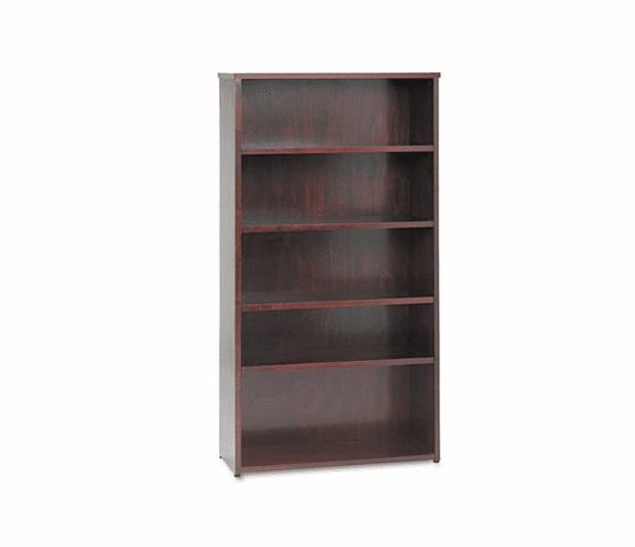 BSXBW2193NN BW Wood Veneer Series Five-Shelf Bookcase, 35-5/8w x 13d x 66h, Mahogany By BASYX