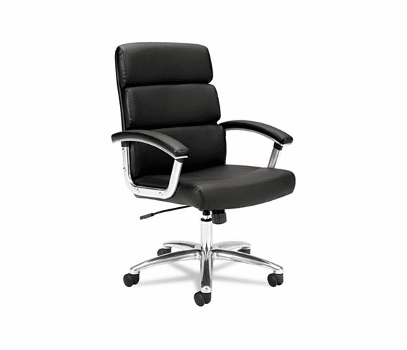 BSXVL103SB11 VL103 Executive Mid-Back Chair, Black Leather By BASYX