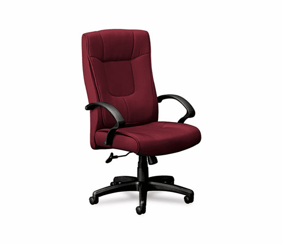 BSXVL441VC62 VL441 Series Hi-Back Executive Chair w/Burgundy Fabric, Black Frame, 5-Star Base By BASYX