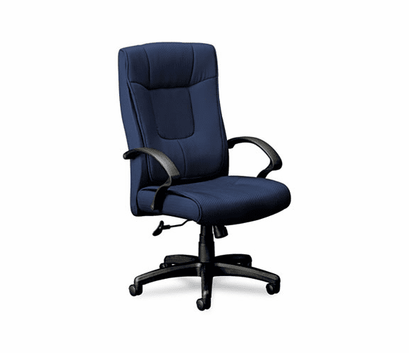 BSXVL441VC90 VL441 Series High-Back Executive Chair w/Navy Fabric, Black Frame, 5-Star Base By BASYX