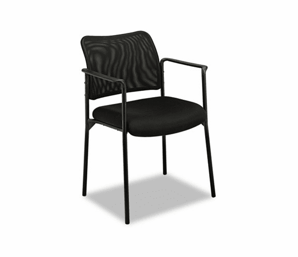 BSXVL516MM10 VL516 Stacking Guest Arm Chair, Mesh Back, Padded Mesh Seat, Black By BASYX