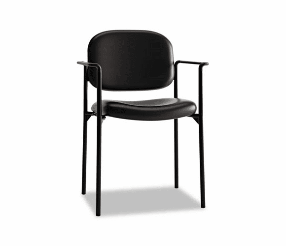 BSXVL616SB11 VL616 Stacking Guest Chair with Arms, Black Leather By BASYX