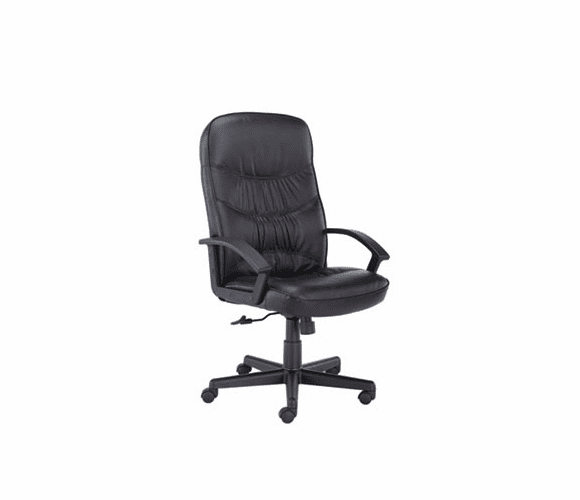 BSXVL641ST11 VL641 Leather High-Back Swivel/Tilt Chair, Metal, 25-3/4w x 28-1/2d x 47h, Black By BASYX