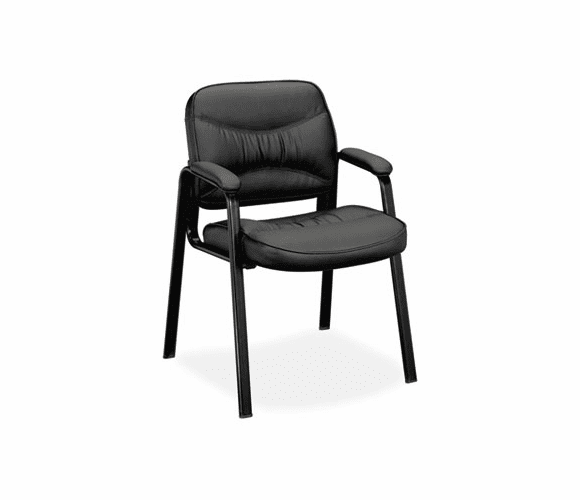 BSXVL643ST11 VL640 Series Leather Guest Leg Base Chair, Black By BASYX
