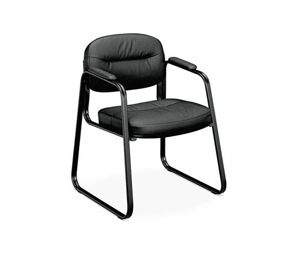 BSXVL653ST11 VL653 Guest Side Chair, Black Leather/Black Frame By BASYX