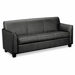 BSXVL873ST11 Tailored Leather Reception Three-Cushion Sofa, 73w x 28-3/4d x 32h, Black By BASYX