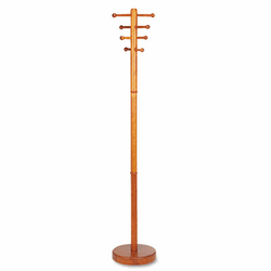 BDY929917 Costumer, Four Ball-Tipped Double-Hooks, Wood, Medium Cherry By BUDDY PRODUCTS