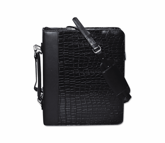 BUXOC58785BK Zip-Around Cal-Q Folio, Croco Cover, Calculator, 3-Ring, Pad, Pocket, Black By BUXTON COMPANY