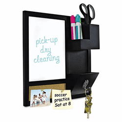 BVC9D016045 MasterVision Combo Dry Erase and Cork Station w/Storage, 16" x 16", Black Frame By BI-SILQUE VISUAL COMMUNICATION PRODUCTS INC