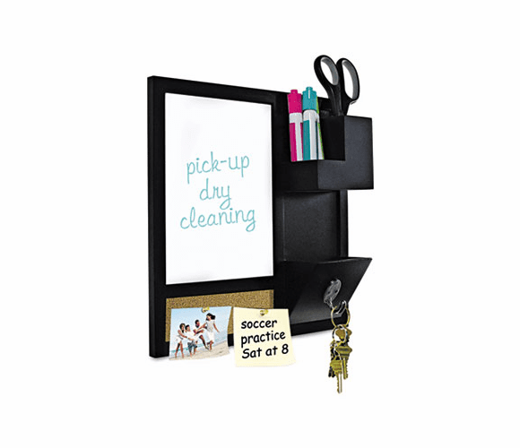 BVC9D016045 MasterVision Combo Dry Erase and Cork Station w/Storage, 16" x 16", Black Frame By BI-SILQUE VISUAL COMMUNICATION PRODUCTS INC