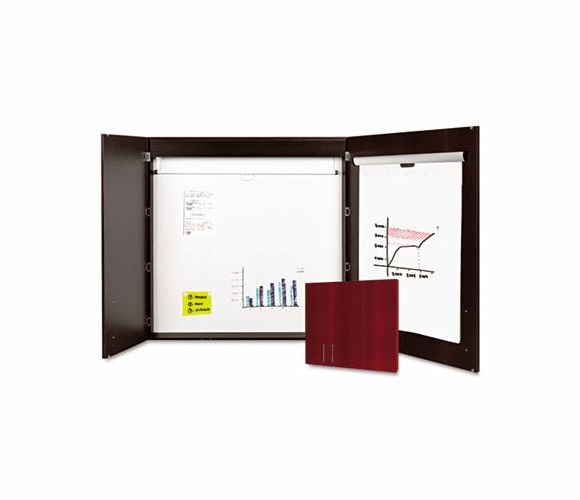 BVCCAB01010143 MasterVision Conference Cabinet, Porcelain Magnetic, Dry Erase, 48 x 48, Ebony By BI-SILQUE VISUAL COMMUNICATION PRODUCTS INC