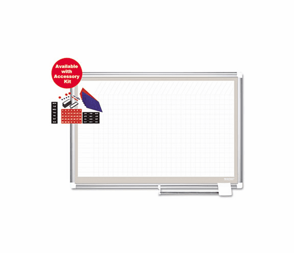BVCCR0832830A All Purpose Porcelain Planner Dry Erase Board, 1x2 Grid, 48x36, Aluminum Frame By BI-SILQUE VISUAL COMMUNICATION PRODUCTS INC