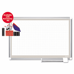 BVCCR1232830A MasterVision Porcelain Planner Dry Erase w/Accessories, 1x2 Grid, 72x48, Silver By BI-SILQUE VISUAL COMMUNICATION PRODUCTS INC