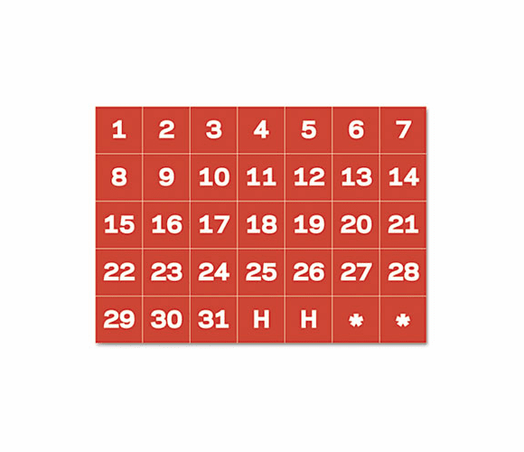 BVCFM1209 Calendar Magnetic Tape, Calendar Dates, Red/White, 1" x 1" By BI-SILQUE VISUAL COMMUNICATION PRODUCTS INC