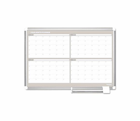 BVCGA03105830 MasterVision 4 Month Planner, 36x24, Aluminum Frame By BI-SILQUE VISUAL COMMUNICATION PRODUCTS INC