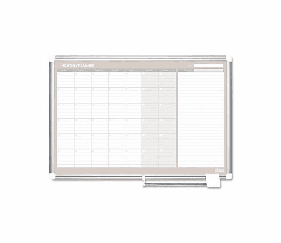 BVCGA0397830 MasterVision Monthly Planner, 36x24, Silver Frame By BI-SILQUE VISUAL COMMUNICATION PRODUCTS INC