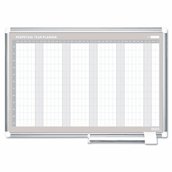 BVCGA0594830 MasterVision Perpetual Year Planner, 48x36, White/Silver, By BI-SILQUE VISUAL COMMUNICATION PRODUCTS INC