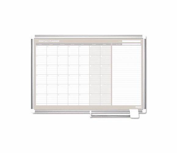 BVCGA0597830 MasterVision Monthly Planner, 48x36, Silver Frame By BI-SILQUE VISUAL COMMUNICATION PRODUCTS INC