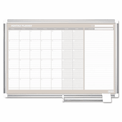 BVCGA0597830 MasterVision Monthly Planner, 48x36, Silver Frame By BI-SILQUE VISUAL COMMUNICATION PRODUCTS INC