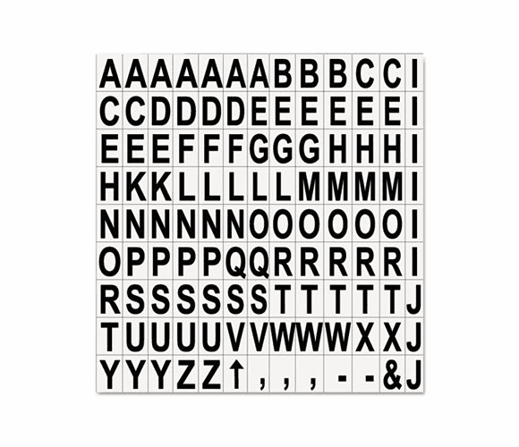 BVCKT2220 Interchangeable Magnetic Characters, Letters, Black, 3/4"h By BI-SILQUE VISUAL COMMUNICATION PRODUCTS INC