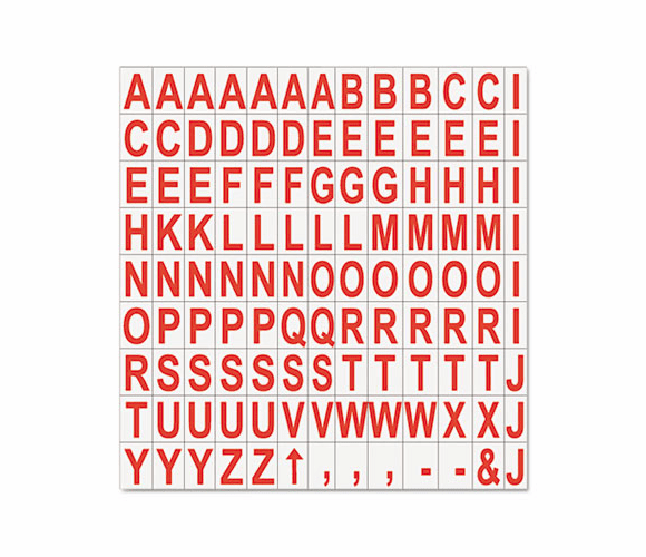 BVCKT2221 Interchangeable Magnetic Characters, Letters, Red, 3/4"h, Red By BI-SILQUE VISUAL COMMUNICATION PRODUCTS INC
