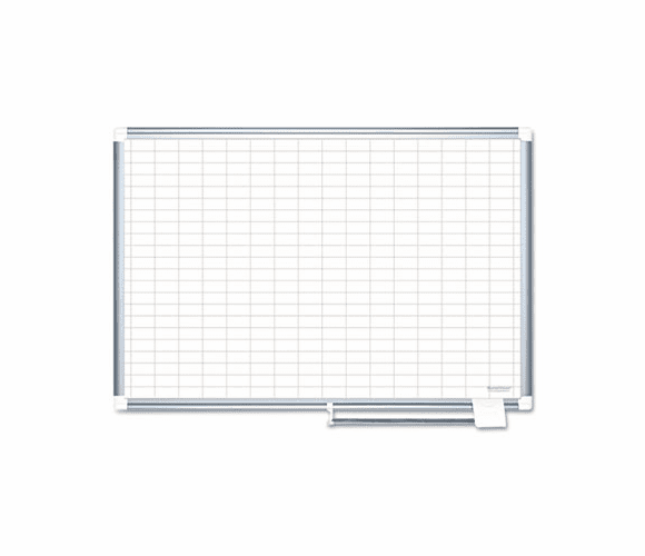 BVCMA0392830 MasterVision Grid Planning Board, 1x2" Grid, 36x24, White/Silver By BI-SILQUE VISUAL COMMUNICATION PRODUCTS INC