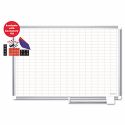 BVCMA0392830A MasterVision Grid Planning Board w/ Accessories, 1x2" Grid, 36x24, White/Silver By BI-SILQUE VISUAL COMMUNICATION PRODUCTS INC