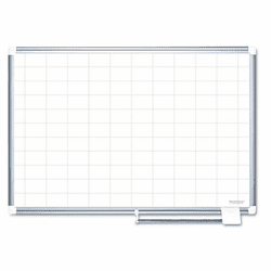 BVCMA2793830 MasterVision Grid Planning Board, 2x3 Grid, 72x48, White/Silver By BI-SILQUE VISUAL COMMUNICATION PRODUCTS INC