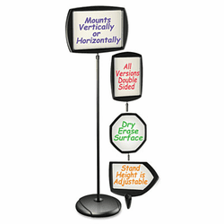 BVCSIG01010101 MasterVision Floor Stand Sign Holder, Arrow, 25x17 sign, 63" High, Black Frame By BI-SILQUE VISUAL COMMUNICATION PRODUCTS INC