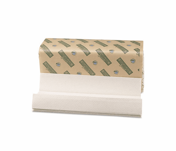 BWK11GREEN Green Folded Towels, C-Fold, Natural White, 10 1/8W x 13L, 200/Pack, 12/Carton By BOARDWALK