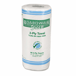 BWK21GREEN Green Household Roll Towels, 2-Ply, 11W x 9L, 90 Sheets/Roll, 30 Rolls/Carton By BOARDWALK