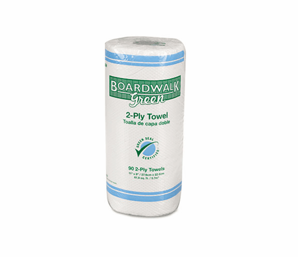 BWK21GREEN Green Household Roll Towels, 2-Ply, 11W x 9L, 90 Sheets/Roll, 30 Rolls/Carton By BOARDWALK