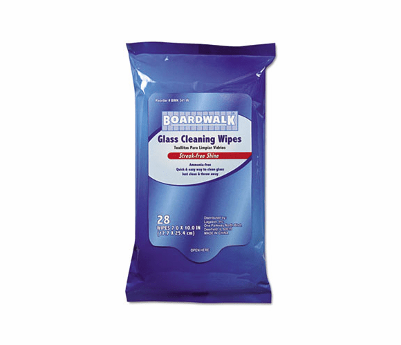 BWK341W Glass Wipes, 10 x 7, 28 Wipes per Pack, 12 per Carton By BOARDWALK