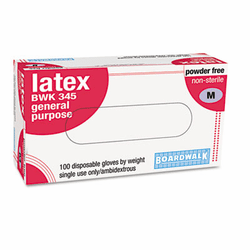 BWK345M Powder-Free General-Purpose Latex Gloves, 5 mils, Medium, Natural, 100/Box By BOARDWALK