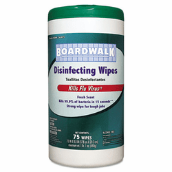 BWK354W75 Disinfecting Wipes, 8 x 7, Fresh Scent, 75 per Canister, 6 per Carton By BOARDWALK