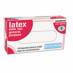 BWK355S Disposable General-Purpose Gloves, Powdered, Clear, Small, 100/Box By BOARDWALK