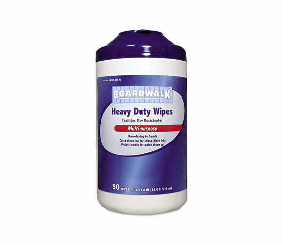 BWK356W Heavy-Duty Wipes, 10 4/5 x 7, Fresh Scent, 90 per Canister, 6 per Carton By BOARDWALK
