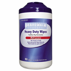 BWK356W Heavy-Duty Wipes, 10 4/5 x 7, Fresh Scent, 90 per Canister, 6 per Carton By BOARDWALK