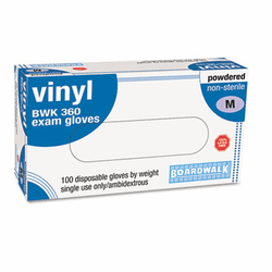 BWK360M Disposable General-Purpose Vinyl Gloves, Powdered, Medium, 100/Box By BOARDWALK