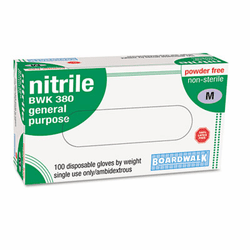 BWK380M Disposable General-Purpose Nitrile Gloves, Medium, Blue, 100/Box By BOARDWALK