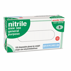 BWK380S Disposable General-Purpose Nitrile Gloves, Small, Blue, 100/Box By BOARDWALK