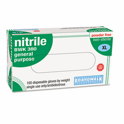 BWK380XL Disposable General-Purpose Nitrile Gloves, X-Large, Blue, 100/Box By BOARDWALK