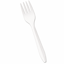 BWKYFWFW Mediumweight Polypropylene Cutlery, Fork, White, 1000/Carton By BOARDWALK