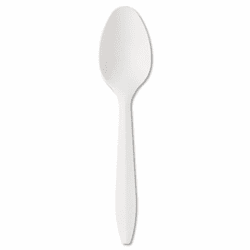 BWKYFWSW Mediumweight Polypropylene Cutlery, Teaspoon, White, 1000/Carton By BOARDWALK