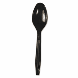 BWKYPHSE Full Length Polystyrene Cutlery, Teaspoon, Black, 1000/Carton By BOARDWALK