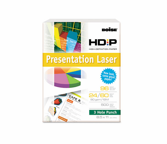 CASBPL0111P HD:P Presentation Laser 3 Hole Punch Paper, 96 Brightness, 24lb, Ltr, WE, 500/Rm By CASCADES