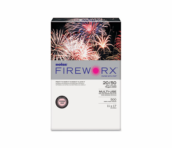 CASMP2207PK FIREWORX Colored Paper, 20lb, 11 x 17, Powder Pink, 500 Sheets/Ream By CASCADES
