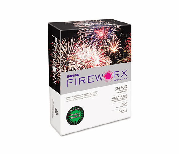 CASMP2241ED FIREWORX Colored Paper, 24lb, 8-1/2 x 11, Emerald Thunder, 500 Sheets/Ream By CASCADES