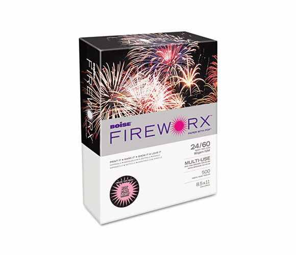 CASMP2241HP FIREWORX Colored Paper, 24lb, 8-1/2 x 11, Hot Pink Mimi, 500 Sheets/Ream By CASCADES